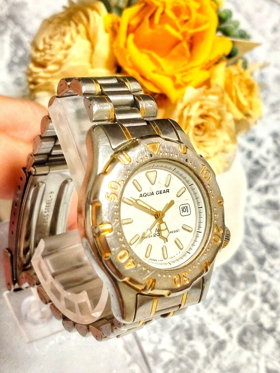 Working condition new battery replaced SEIKO ALBA Aqua Gear men s women s wristw