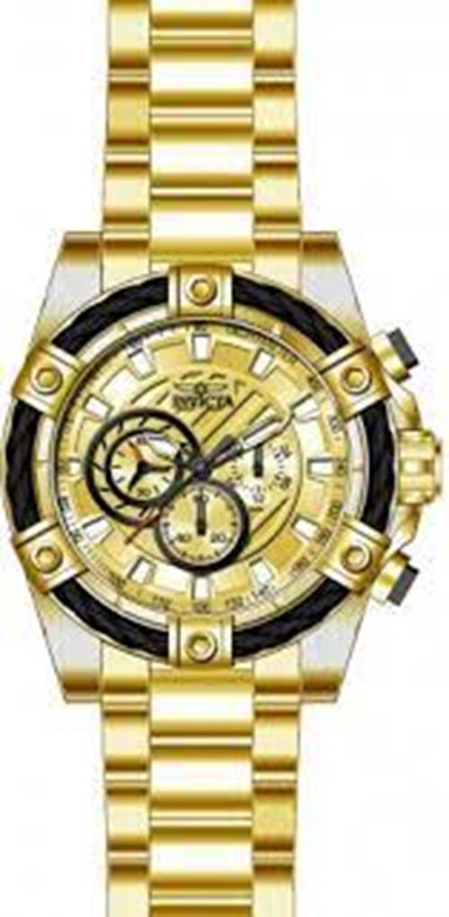 Invicta Bolt 52mm Stainless Steel Gold Dial Analog Quartz Wrist Watch 25515