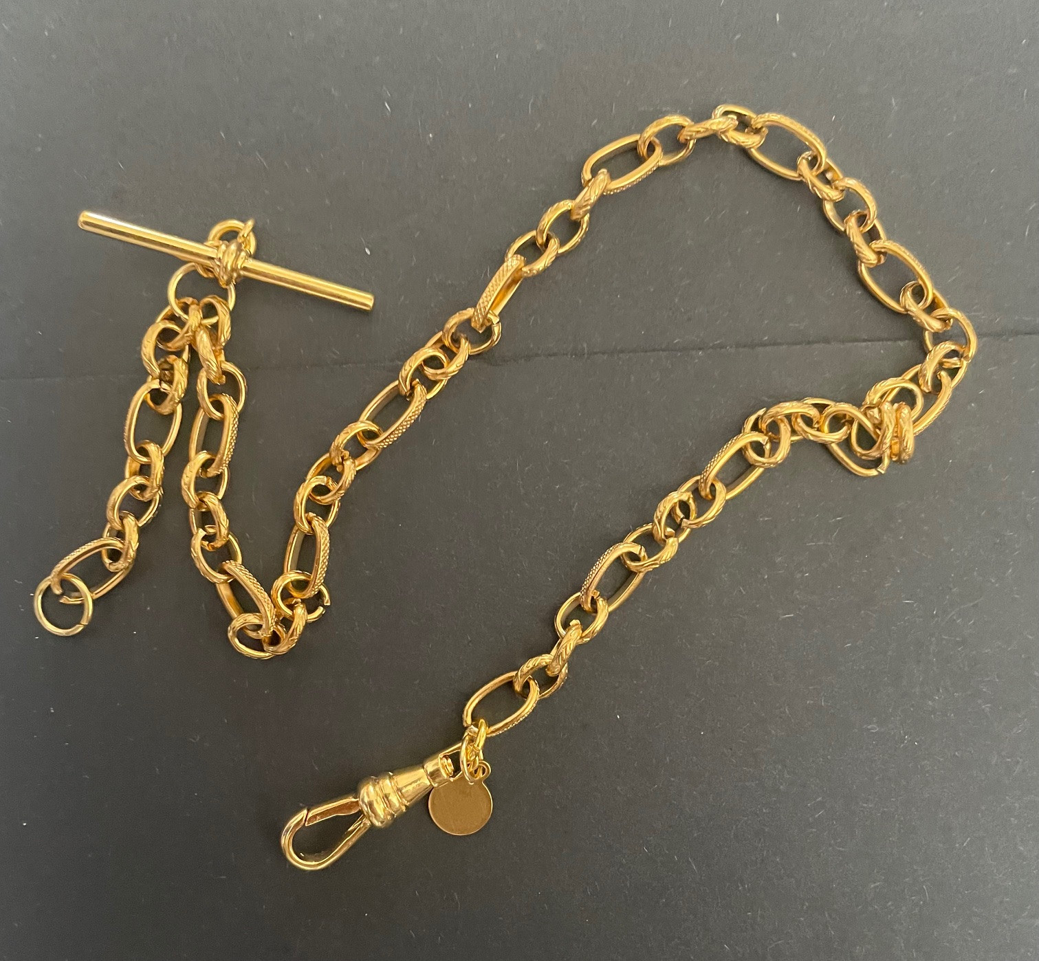 single albert Figaro link gold plated albert pocket watch chain fob peaky