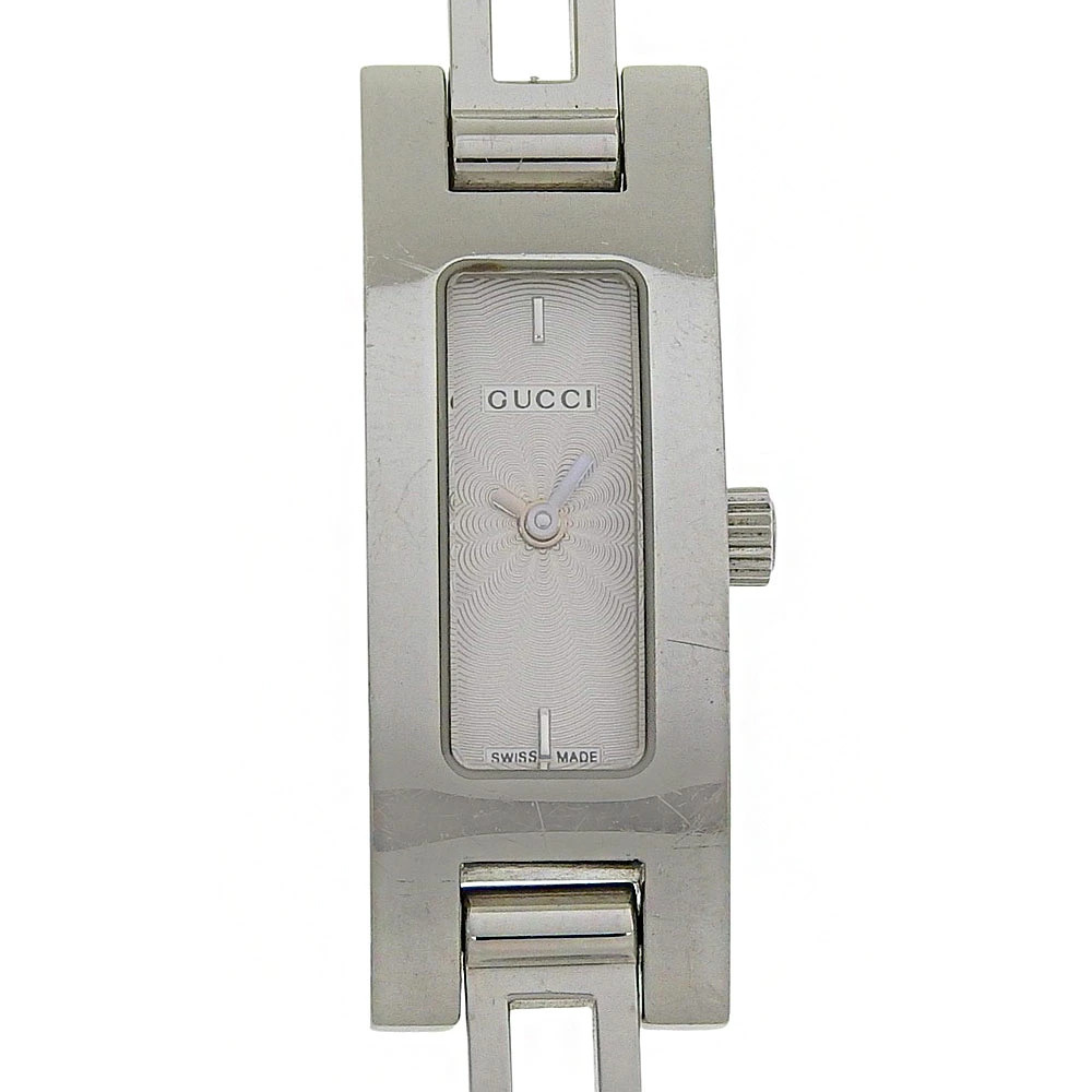 GUCCI watch 3900L stainless steel quartz analog silver dial ladies used