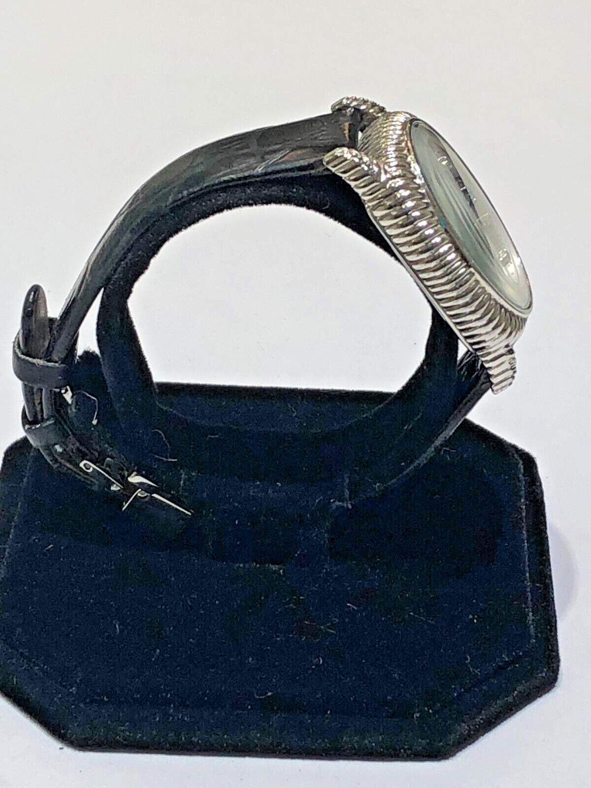 Judith Ripka Sterling MOP Hearts Dial Watch w/ Leather Band Deployment Clasp