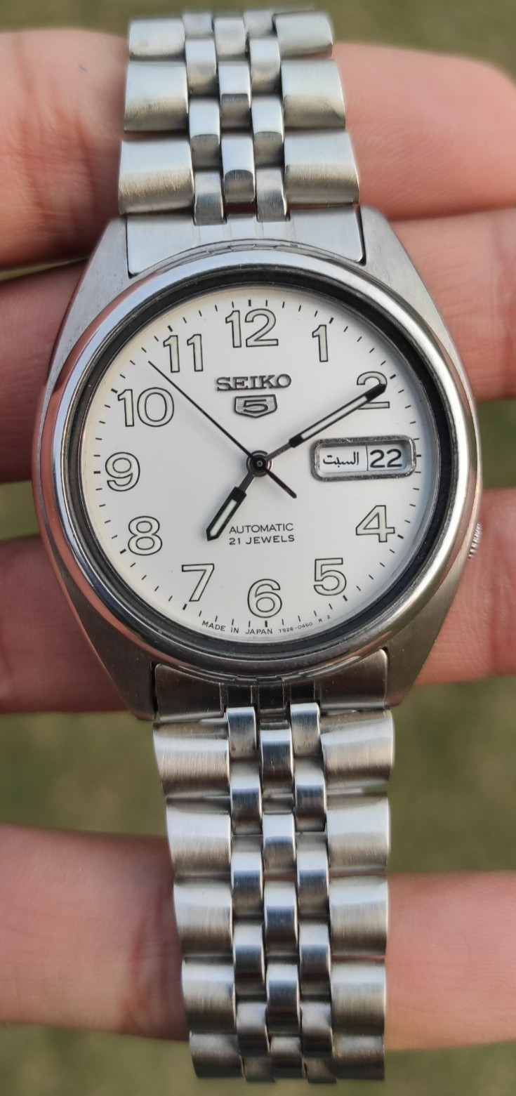 Seiko 5 Automatic 7S26-3119 White Dial Day Date 21 Jewels Men’s Vintage Japan