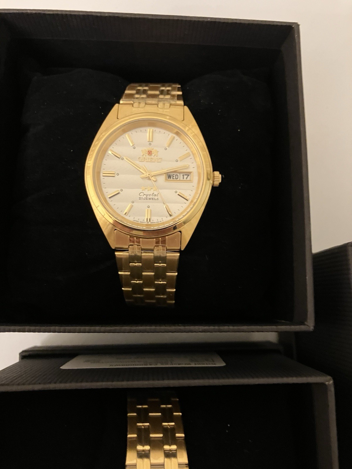 Orient TriStar Automatic, Gold Tone, Day Date, New In Box
