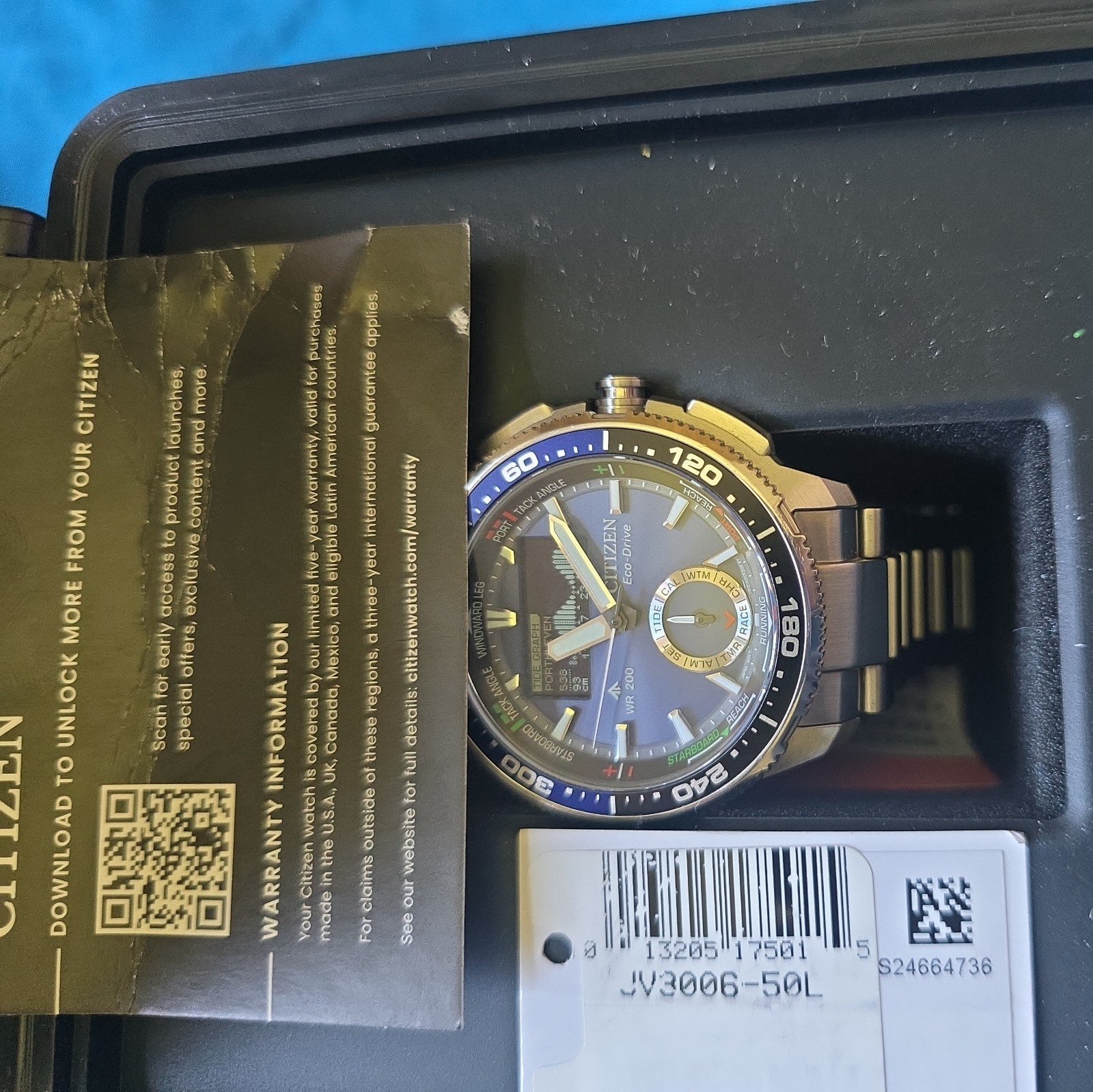 CITIZEN Promaster Marine Wave Tracker JV3006-50L Blue Dial Chronograph Watch