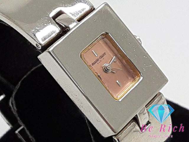 [A1R] Marie Claire Square Pink Silver SS Bracelet Quartz Watch [n4x]