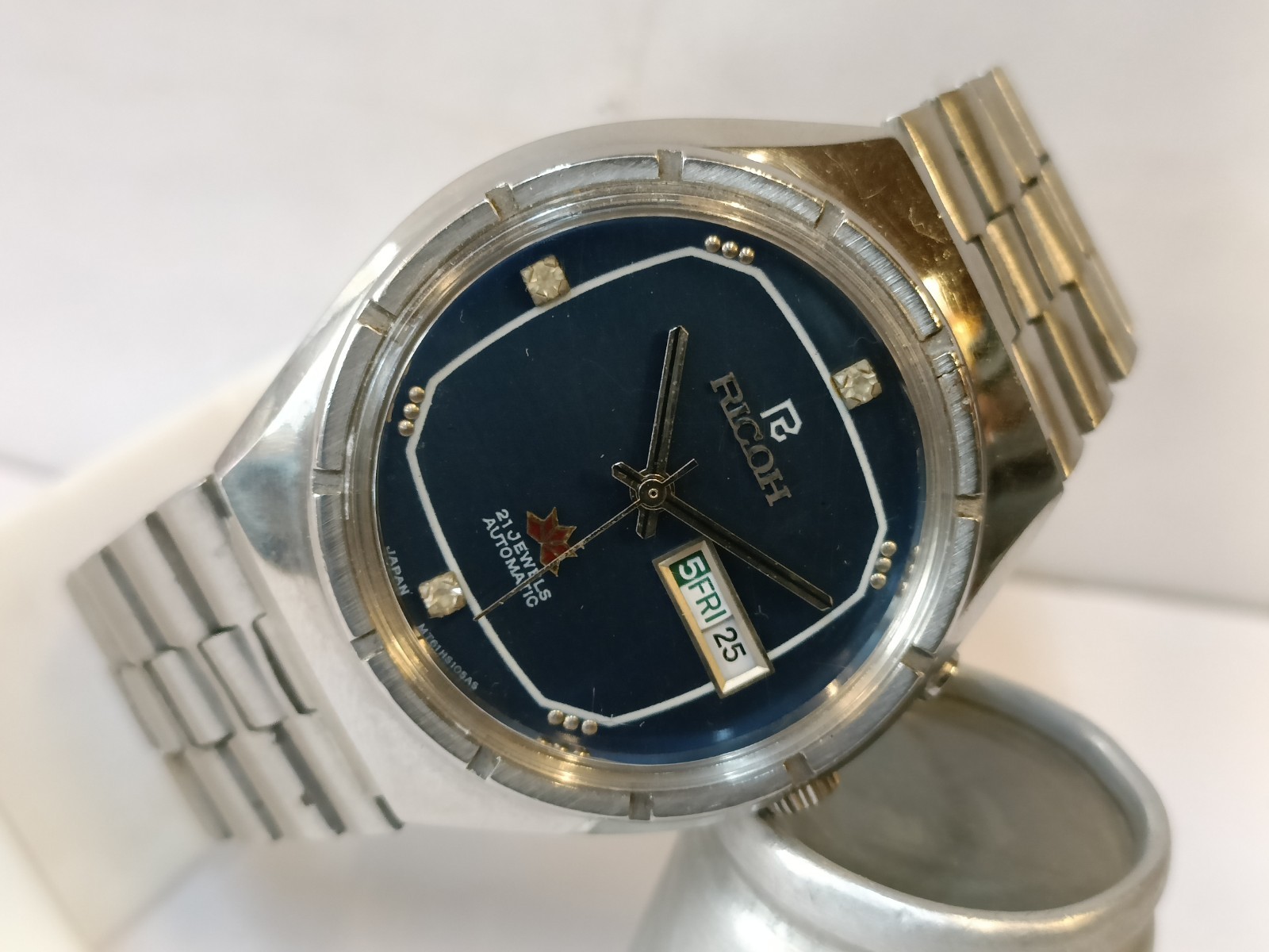 RICOH 21J AUTOMATIC BLUE DIAL 061565AA JAPAN MEN’S WORKING CONDITION