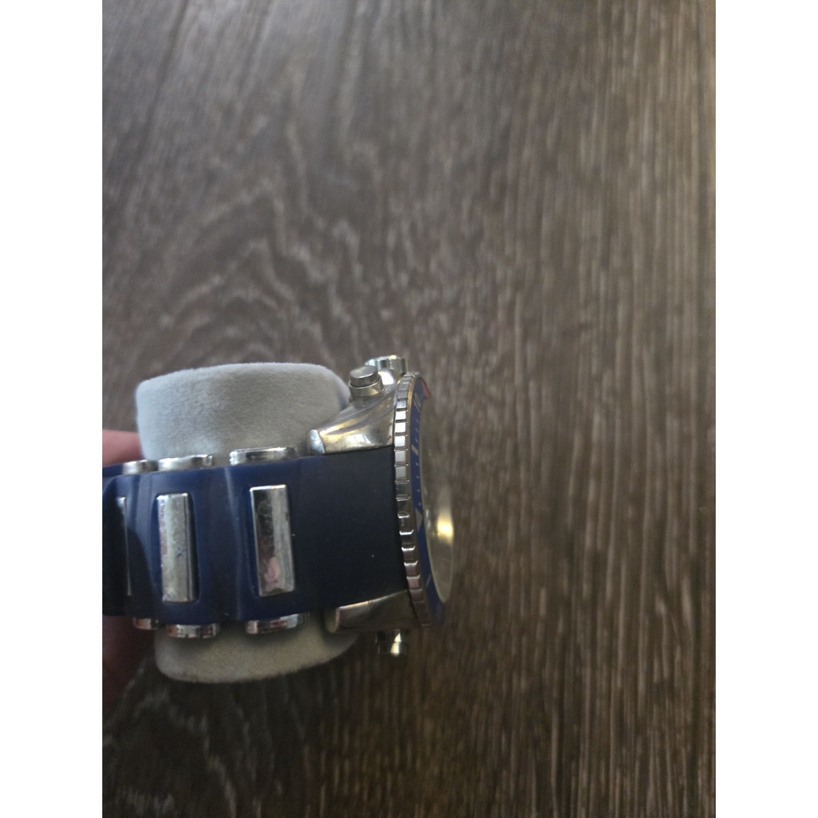 Navy Blue Men’s Quartz Watch Led Light Display Stainless Steel Wristwatch Sport
