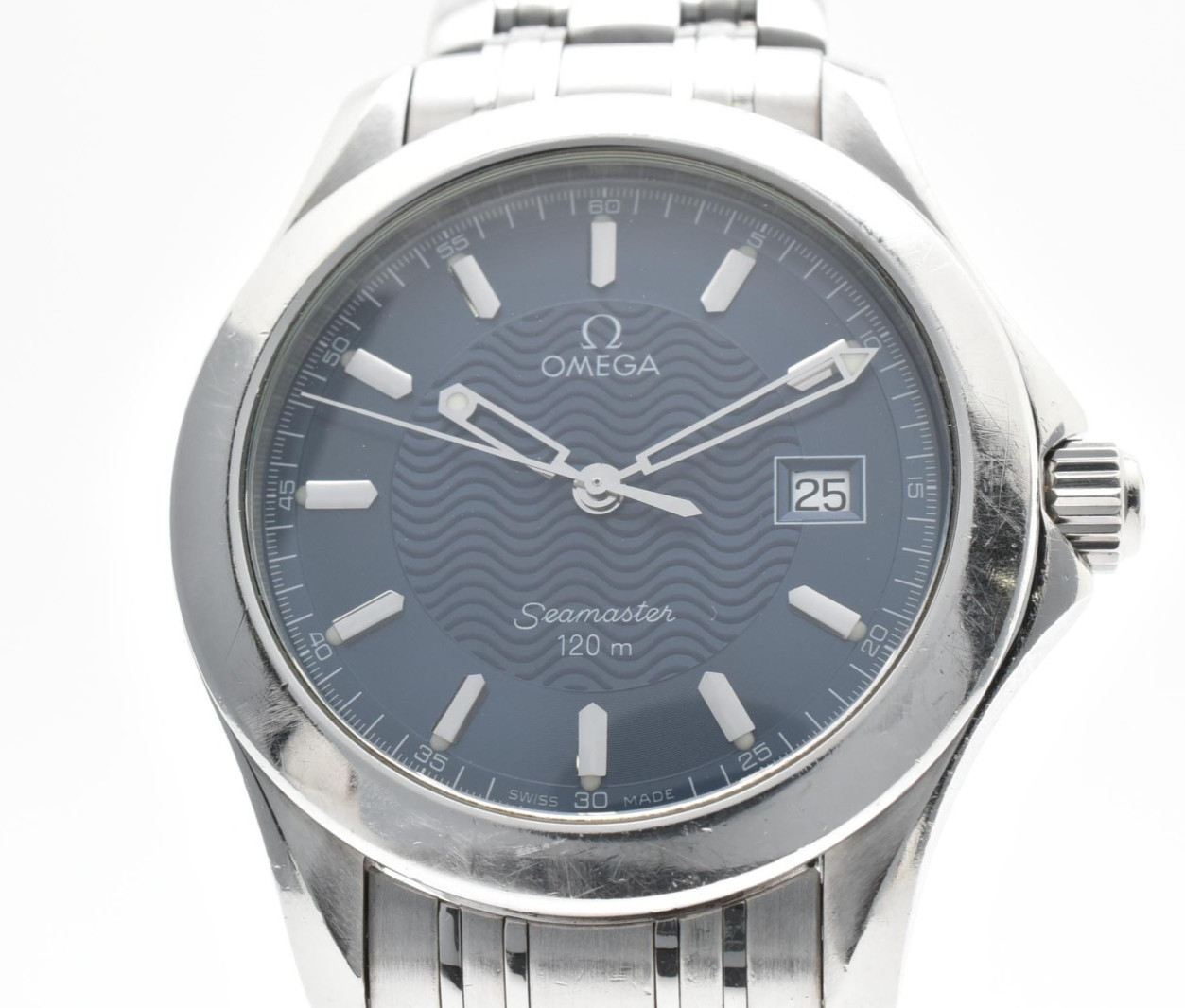 【EXC+5】OMEGA Seamaster 120m 2511.81 Quartz Blue Wave Dial Date 36mm Men’s Watch