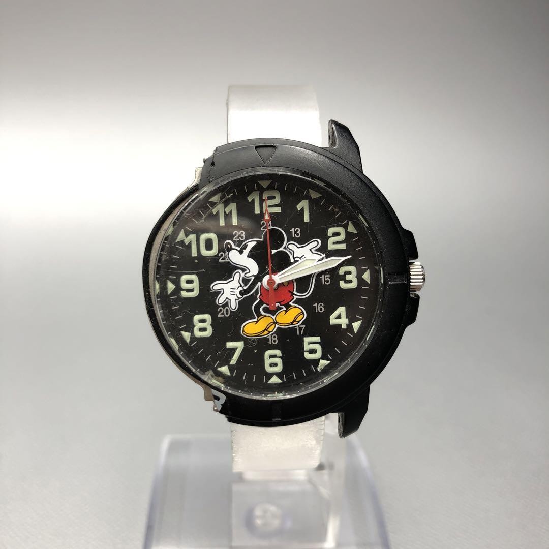 Disney Mickey Black Casual Men’s Analog Wristwatch Face Size 37.8mm Used