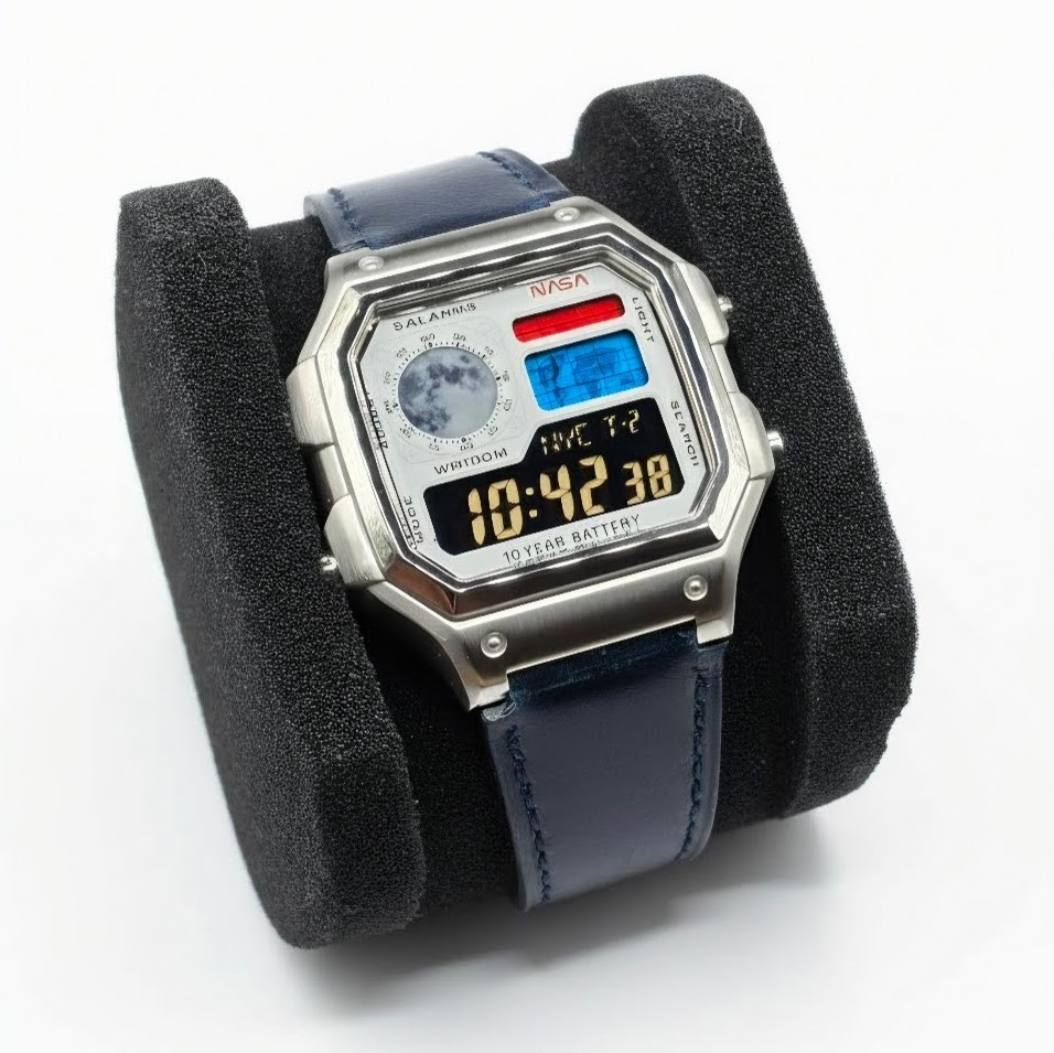 NASA Based on CASIO AE-1200WHD. Royale Watch Mod. Negative Display – Steel Case