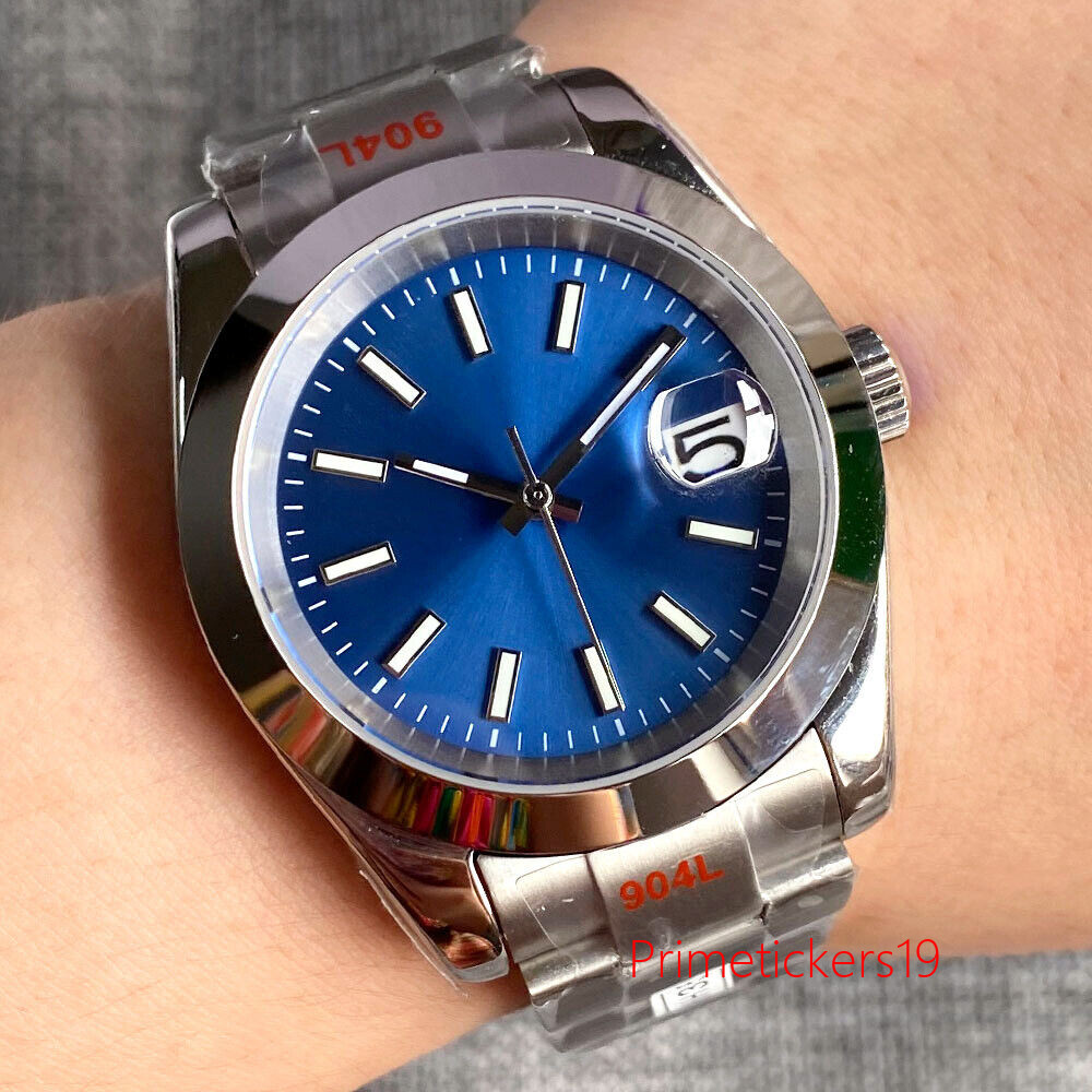 Blue/White/Grey Sunburst Dial Polished Bezel 36mm/39mm NH35A Automatic Men Watch