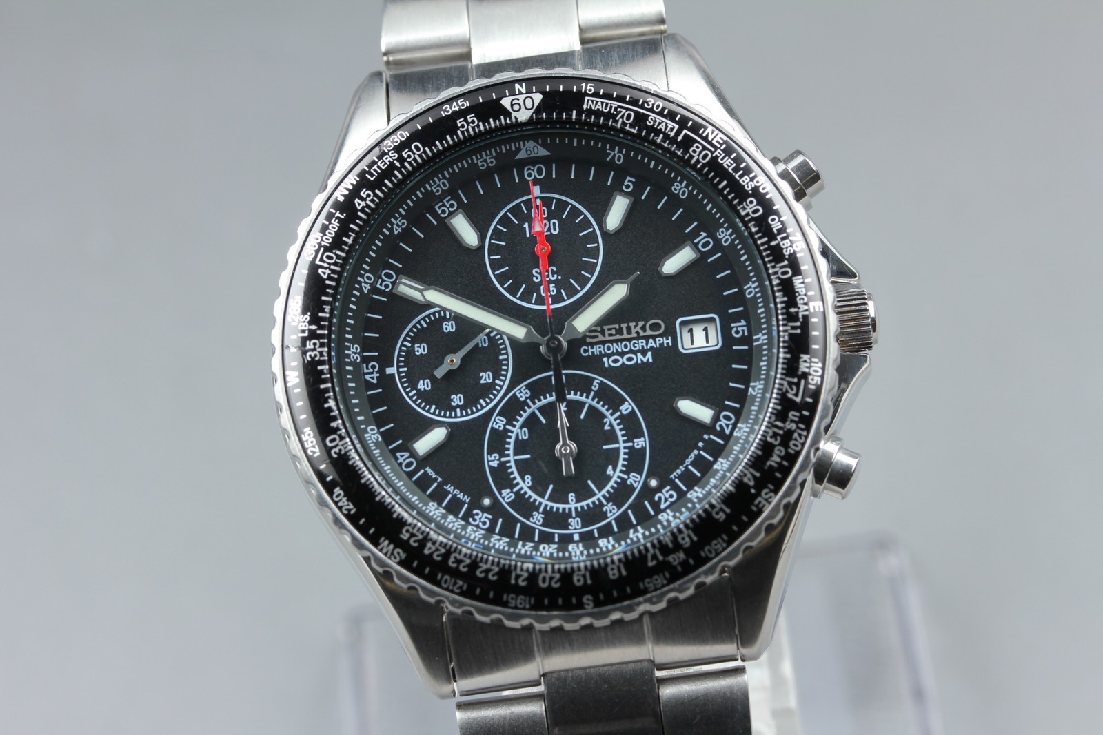 [Near MINT] SEIKO Flightmaster 7T92-0CF0 40mm Black Dial Quartz Men’s Watch