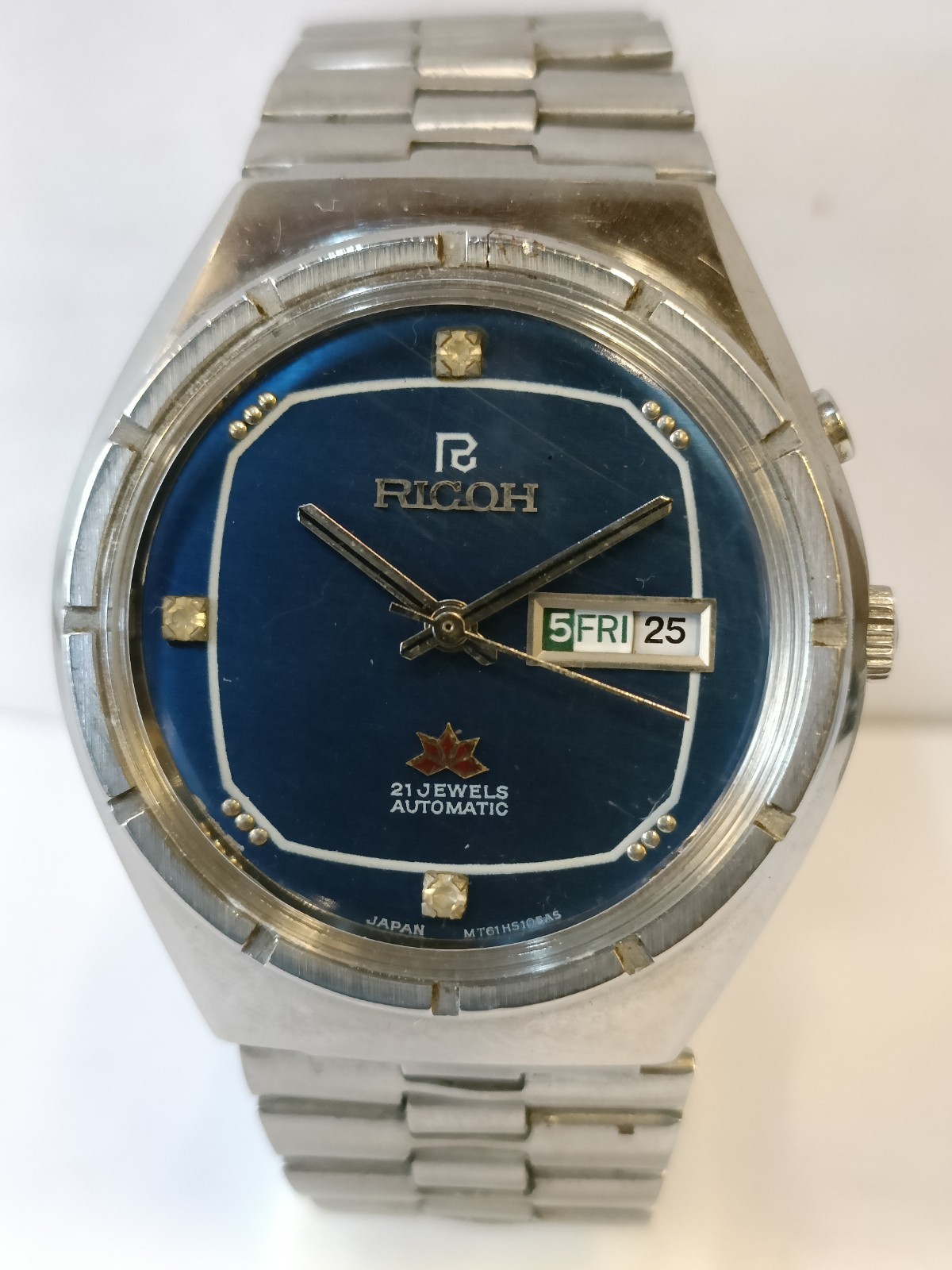 RICOH 21J AUTOMATIC BLUE DIAL 061565AA JAPAN MEN’S WORKING CONDITION