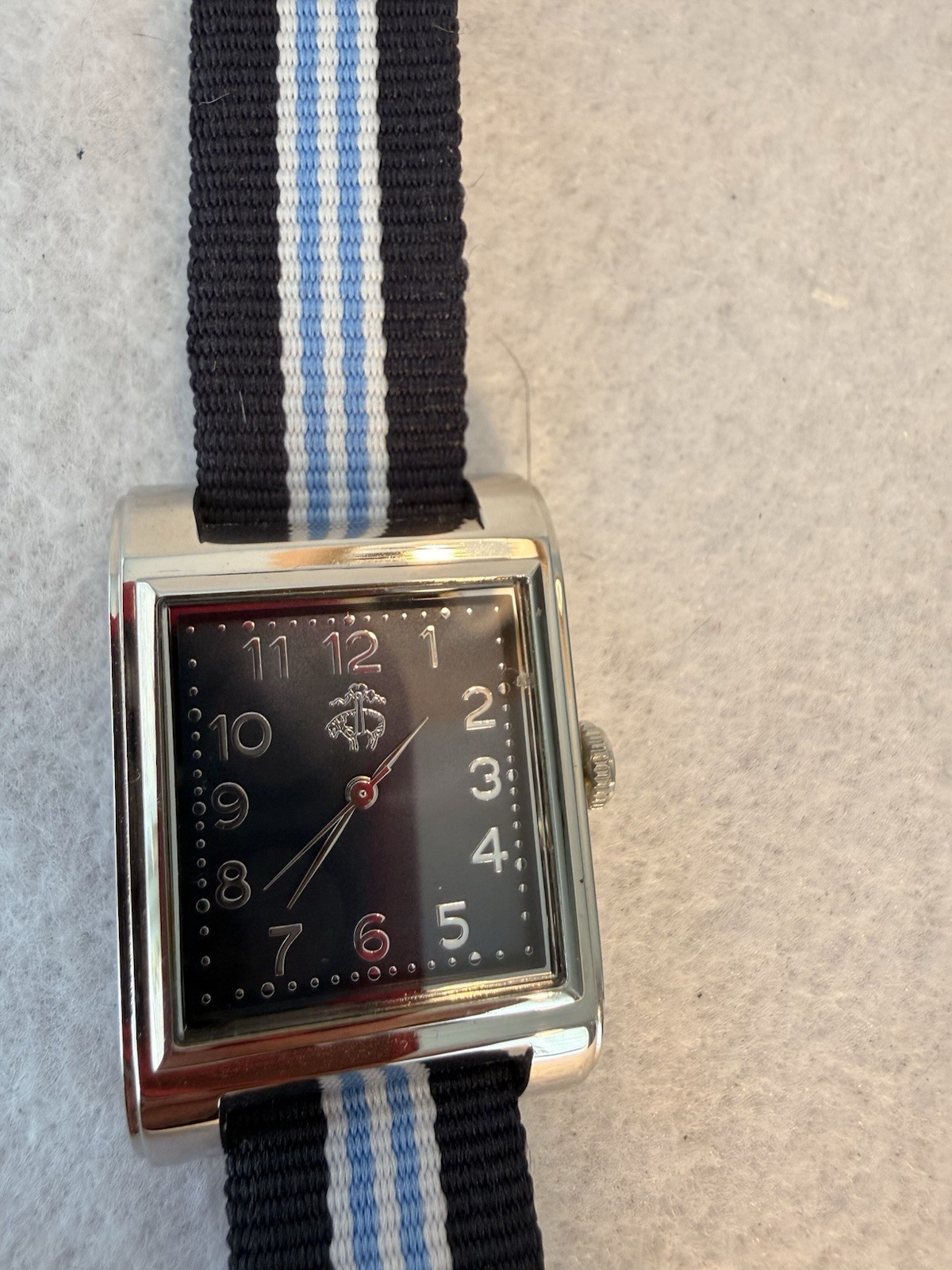 Brooks Brother Watch Rectangular Stainless Steel Case Striped NATO strap