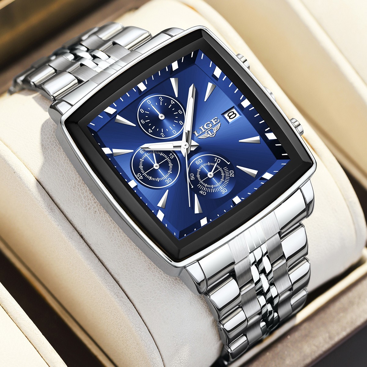 2026 Men Watch Stainless Steel Quartz Date Chronograph 30M Waterproof Wristwatch