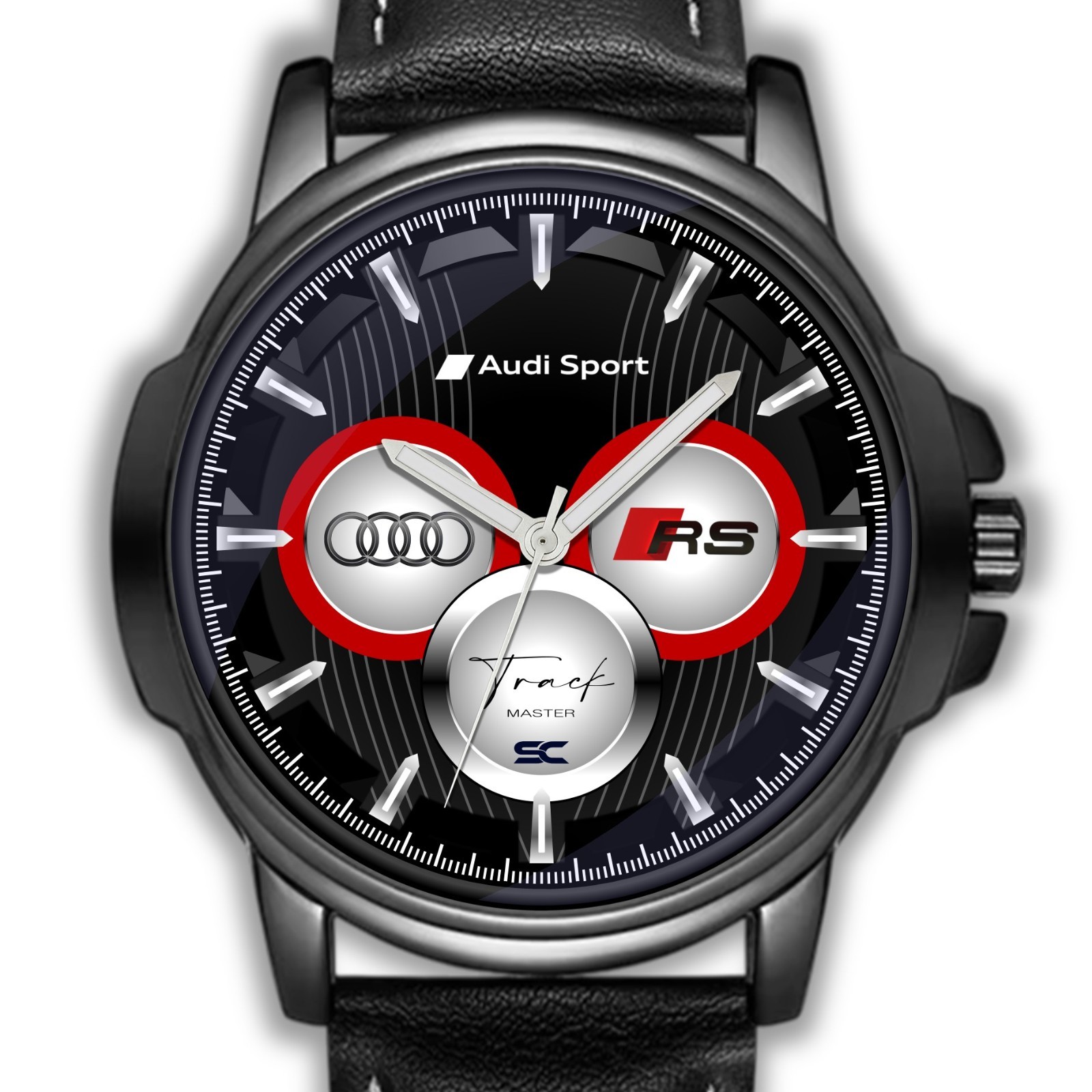 Audi Sport Track Master RS Black Chrono Style Fan Art Quartz Wrist Watch