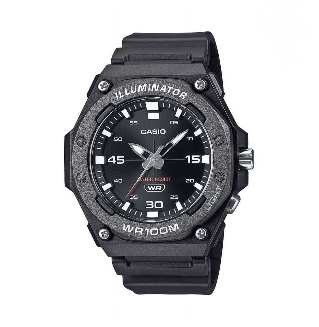 CASIO MW620H-1AV Men’s Quartz Analog WR 100m Black Resin 43mm Luminous