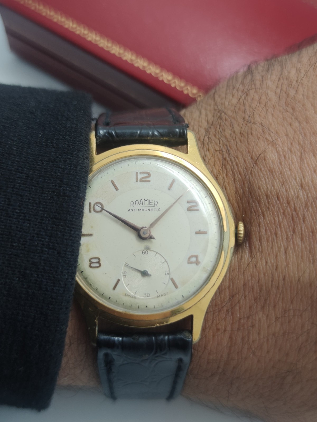 1950s Watch Roamer Manual Wind Style Military Gold Plated Swiss Made For Mens