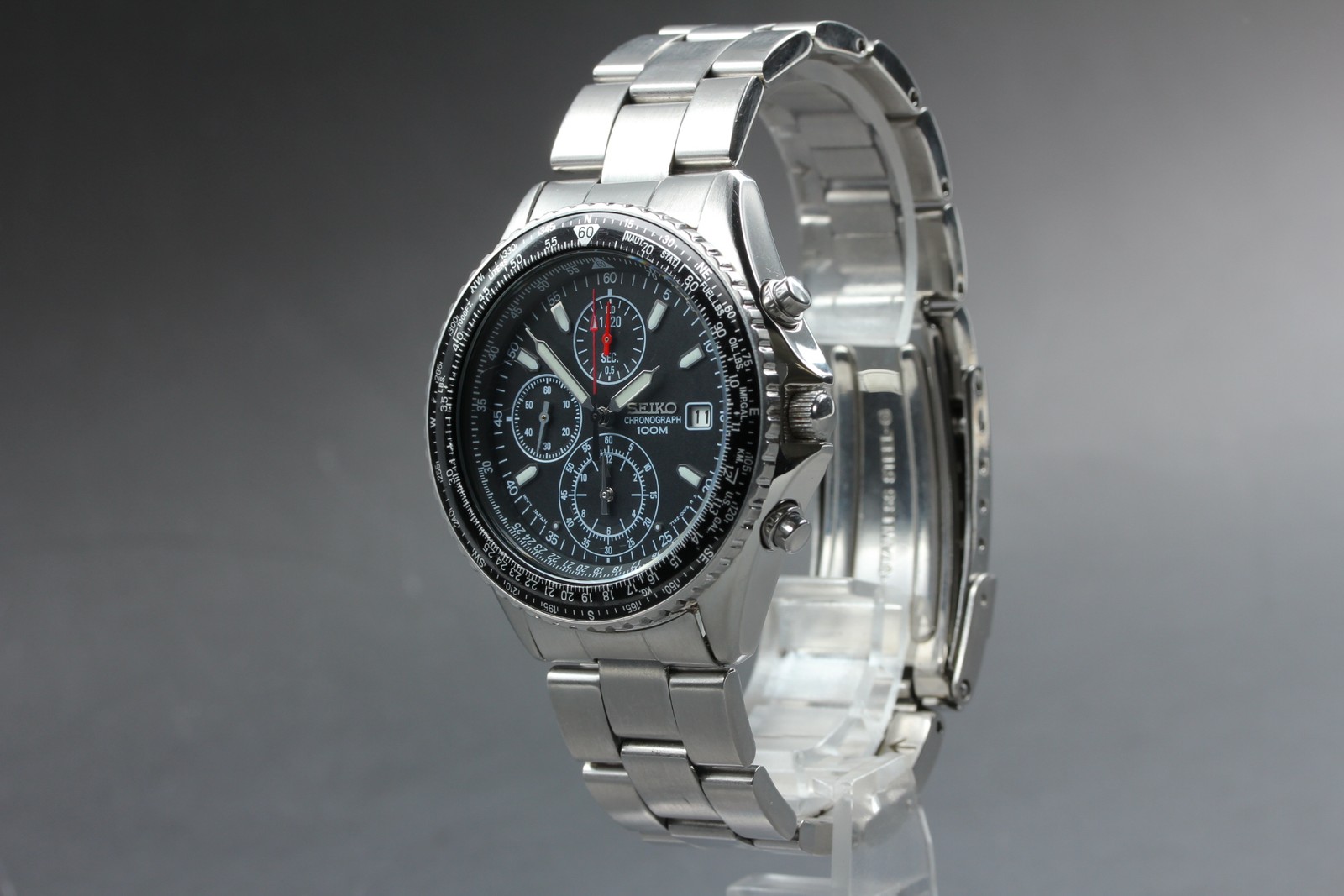 [Near MINT] SEIKO Flightmaster 7T92-0CF0 40mm Black Dial Quartz Men’s Watch