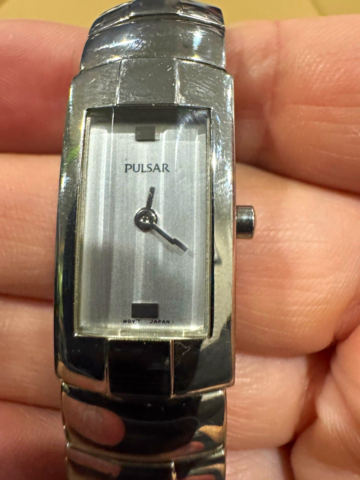 Pulsar Quartz Silver Dial SS Bracelet Rectangle 15mm case