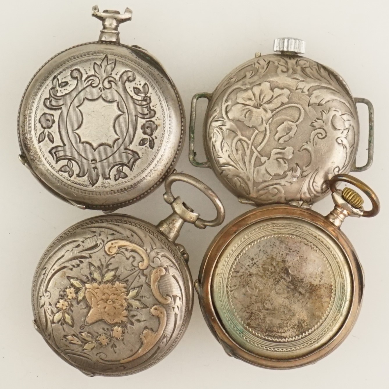 4x Silver Pocket Watch no fusee duplex gold pl wrist repeater chronograph scrap