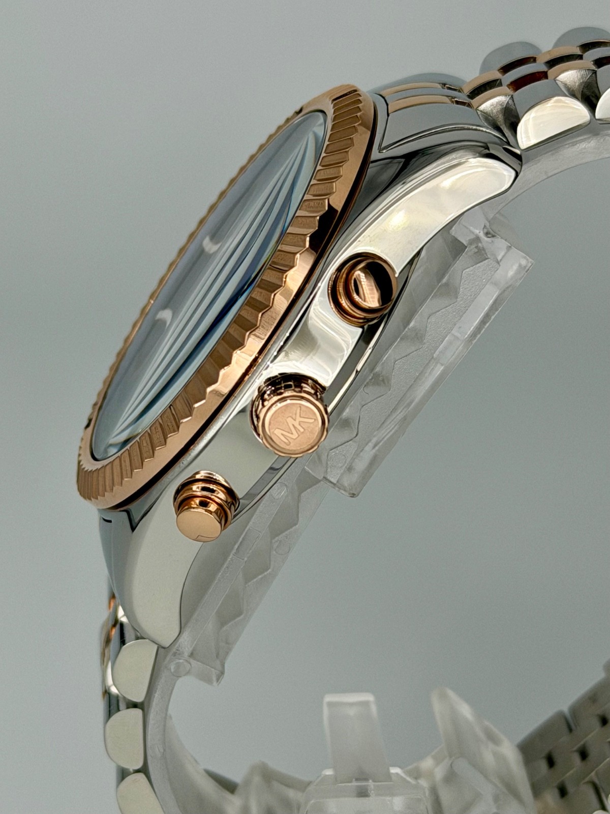 MICHAEL KORS Lexington MK8412 Silver/ Rose-Gold 45mm Blue Dial Unisex Wristwatch