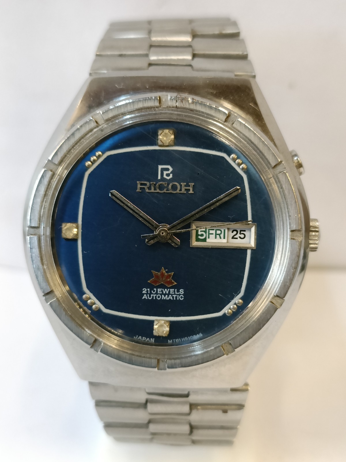 RICOH 21J AUTOMATIC BLUE DIAL 061565AA JAPAN MEN’S WORKING CONDITION