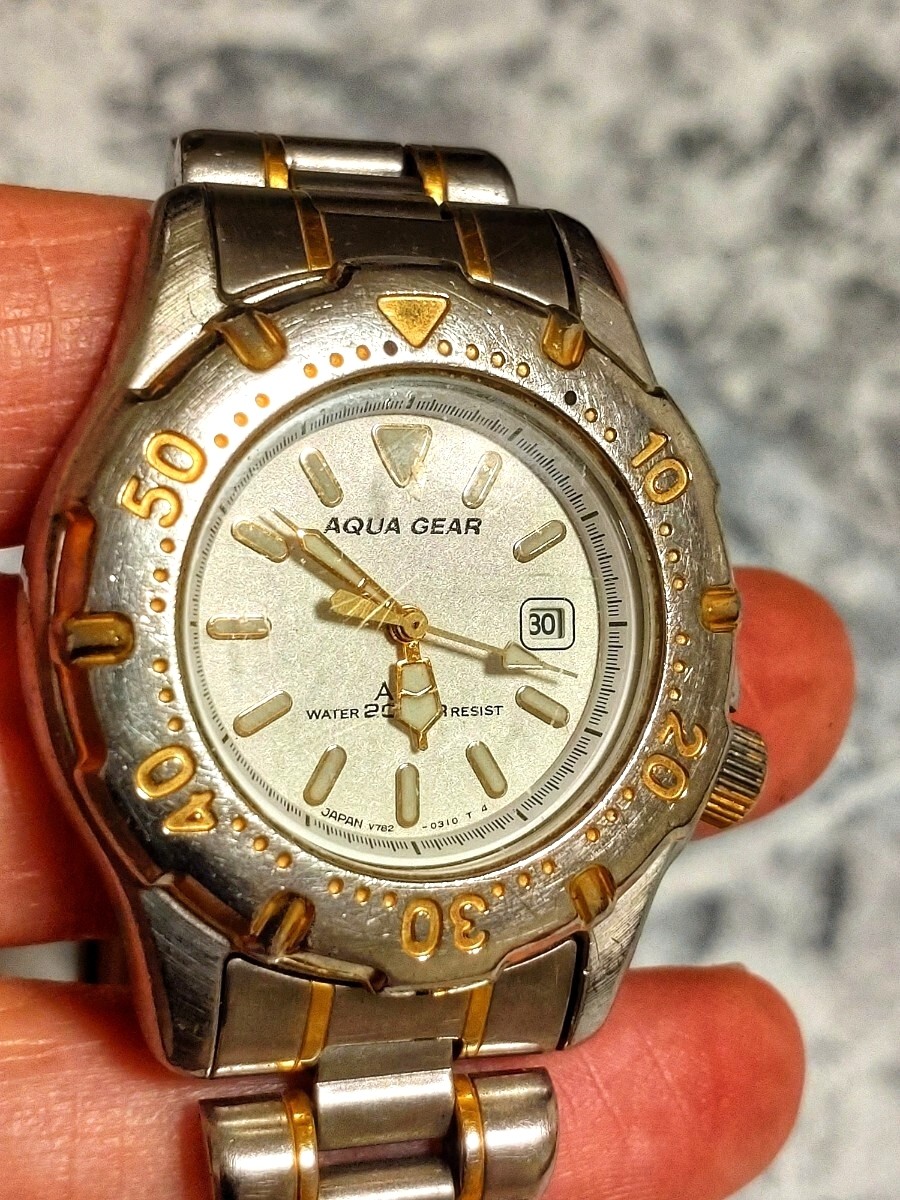 Working condition new battery replaced SEIKO ALBA Aqua Gear men s women s wristw