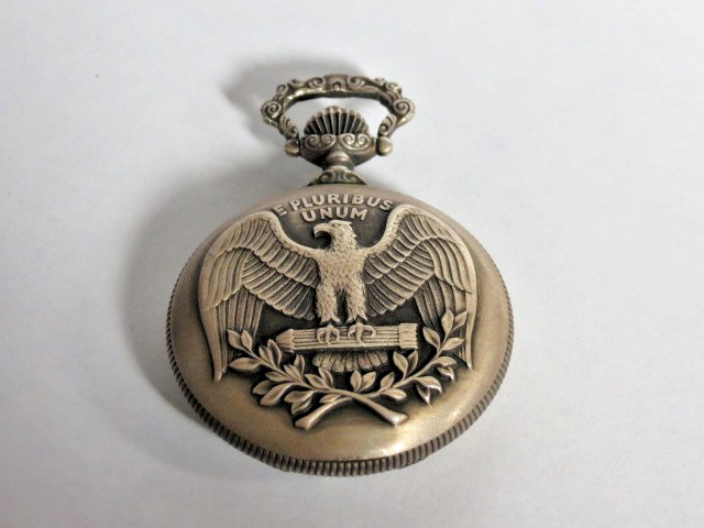 1776-1976 US Bicentennial 0.925 Silver Case Swiss Made 17 Jewel Pocket Watch