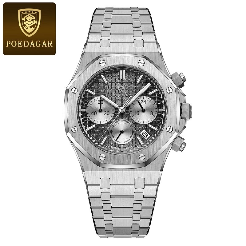 KC POEDAGAR Men Chronograph Quartz Wrist watch Business Luminous with box