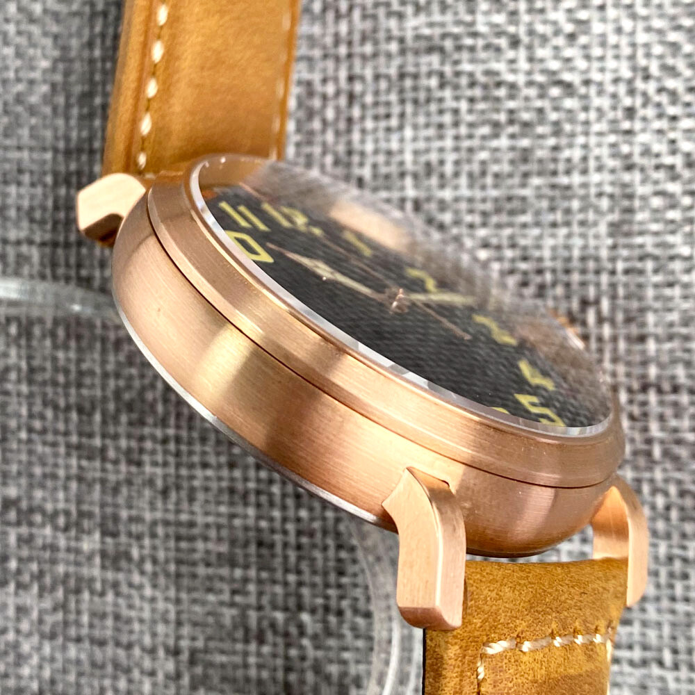 46.5mm Tandorio CUSN8 Solid Bronze Black Dial NH35A PT5000 Automatic Men Watch