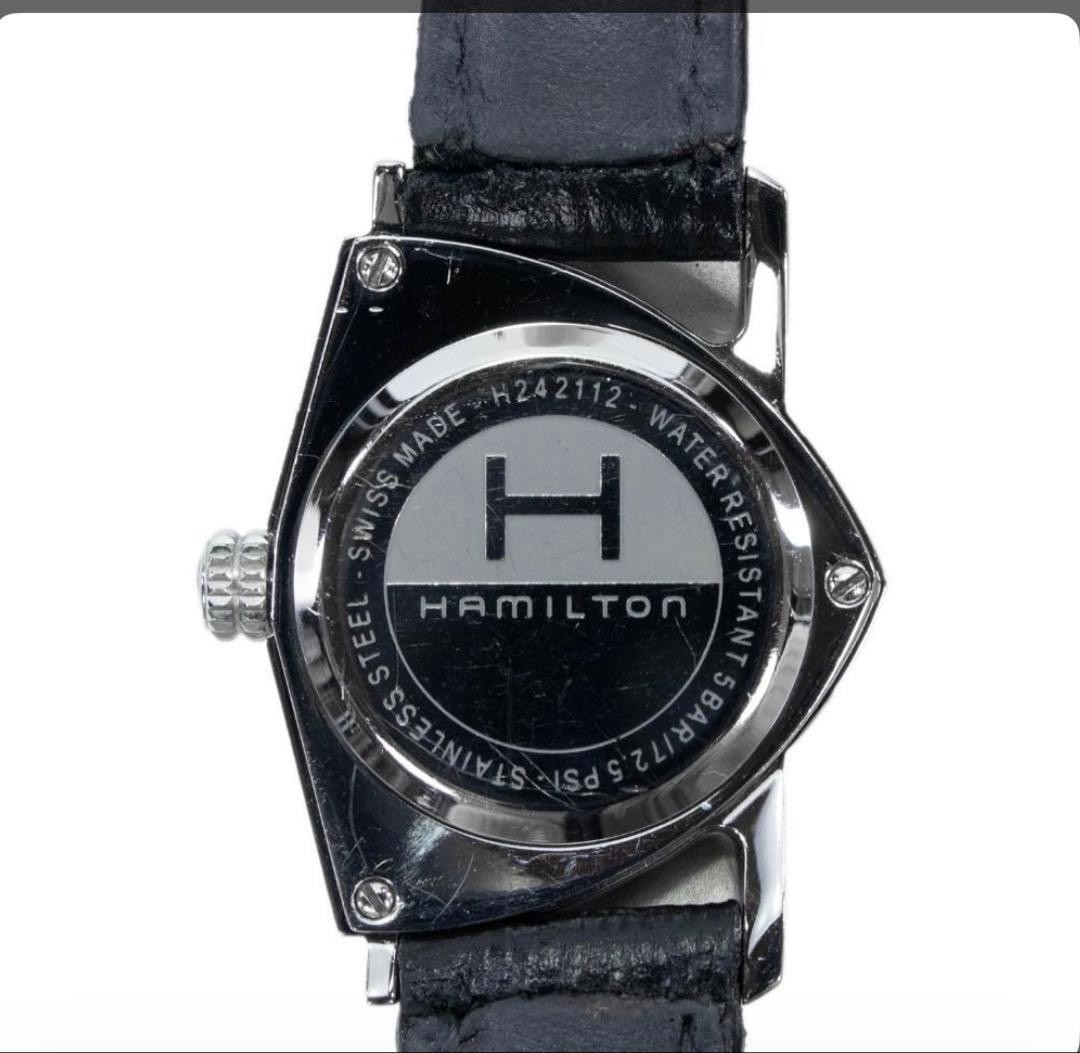 HAMILTON Ventura H24211732 Black Dial Triangle Quartz Ladies Watch Box Papers
