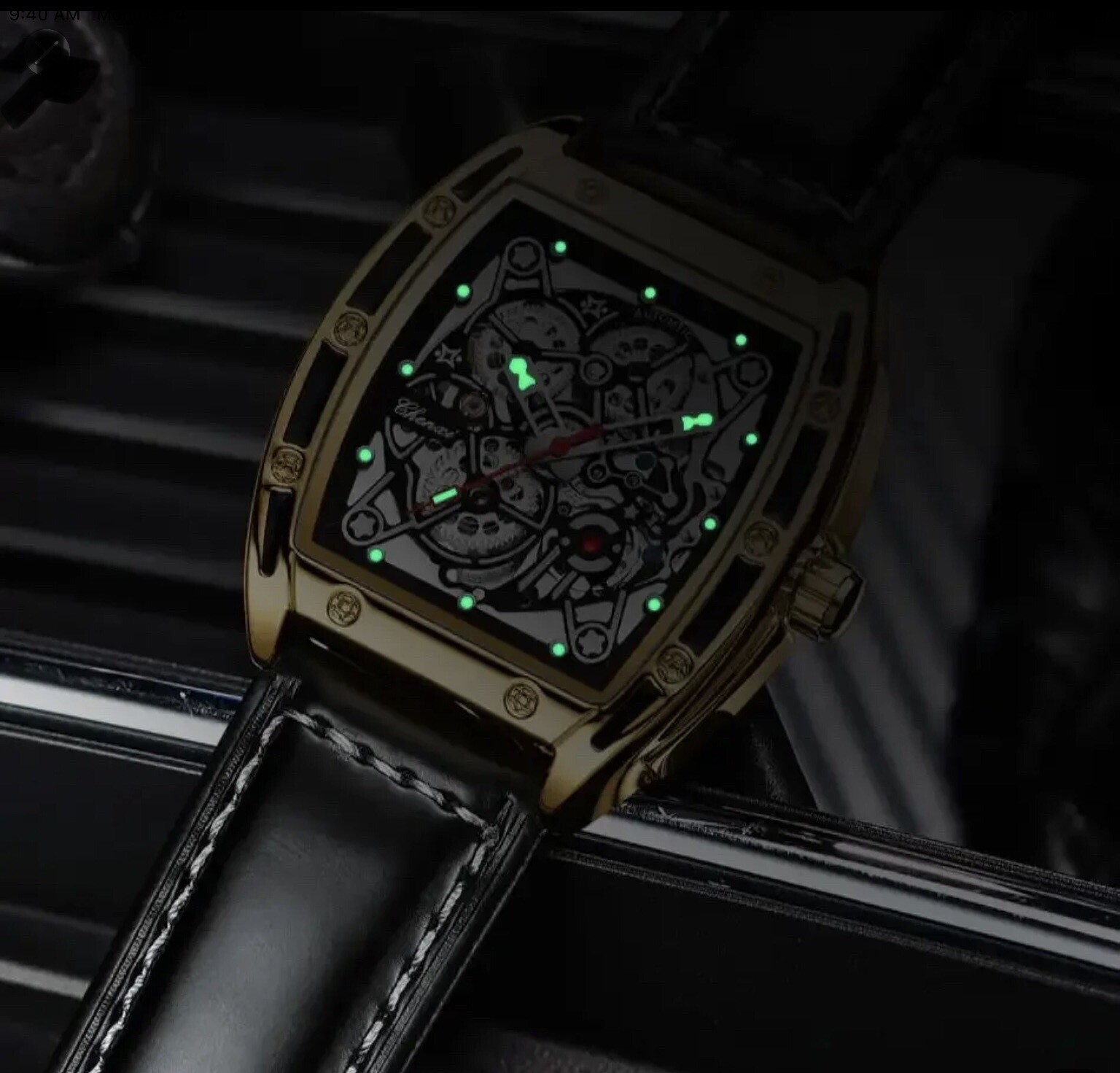 CHENXI Men’s Skeleton Automatic Mechanical Tonneau Shaped Watch Waterproof Gift