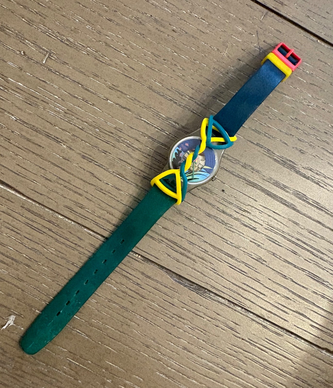 Swatch Watch Vintage Black Coral LK101 1986 Palm Coral Green Blue Works Skeleton