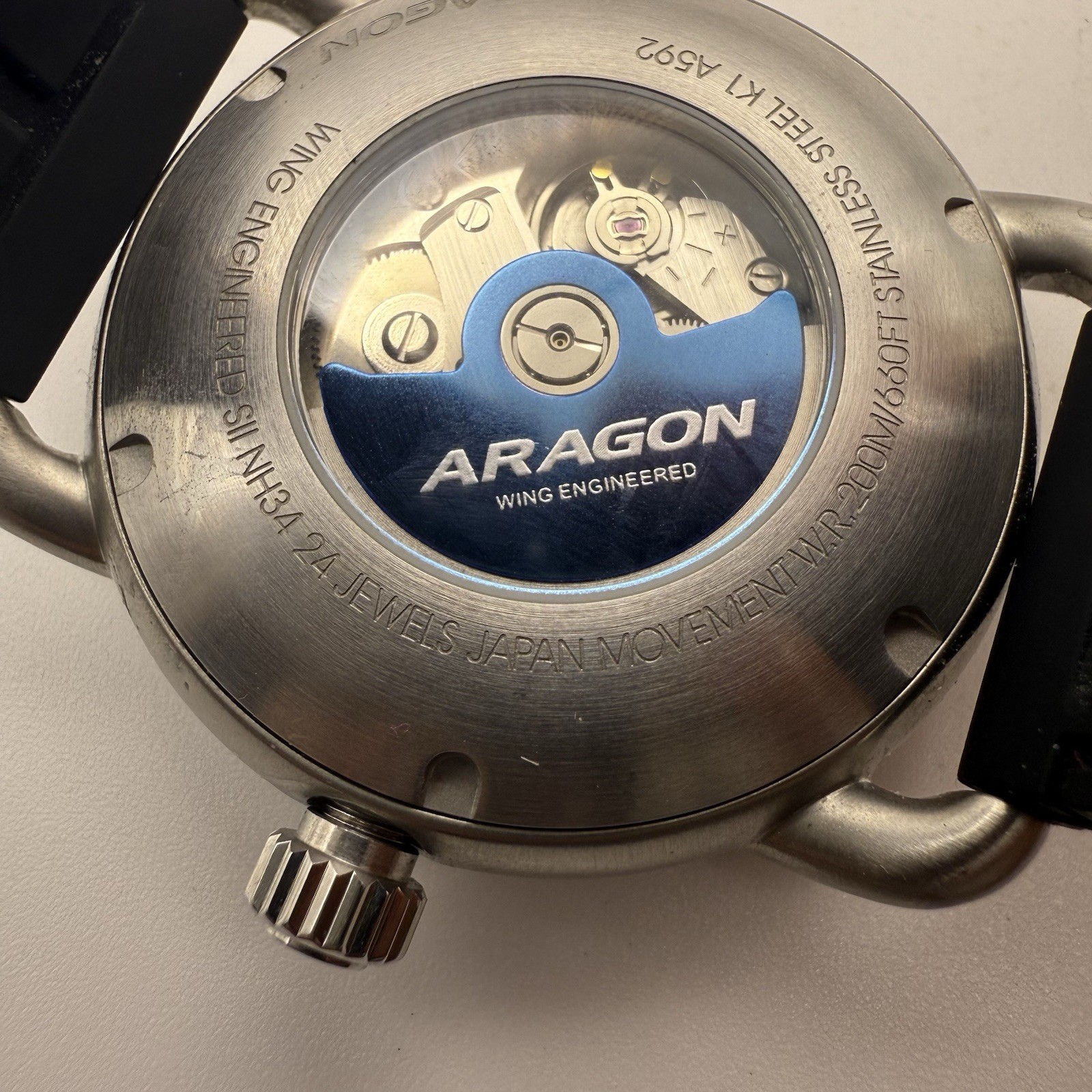 Aragon K1 A592 Sun & Moon Automatic Watch Red Dial NH34 200M Stainless