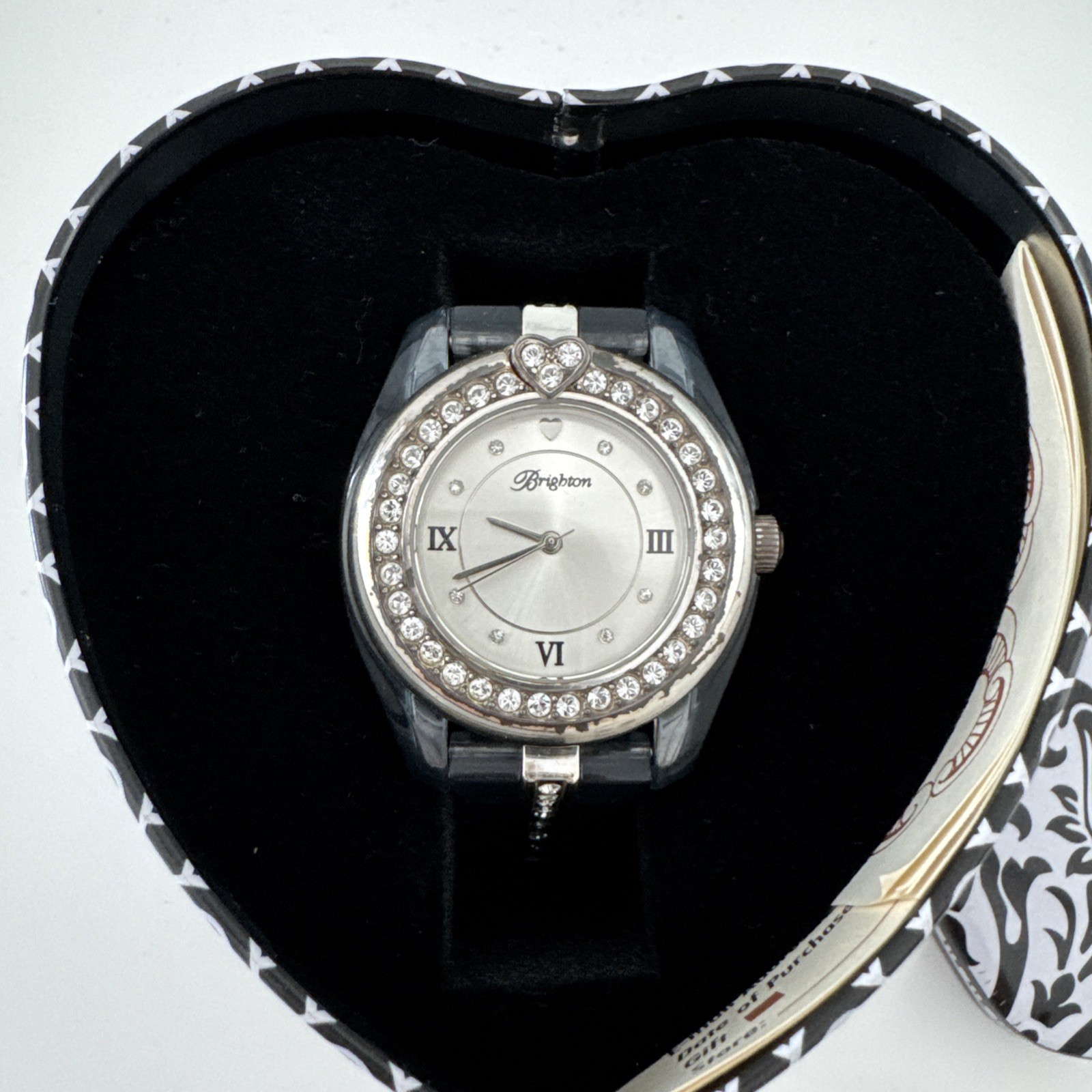 Vintage AZURE Blue Brighton Dana Point Watch Needs Battery Swarovski