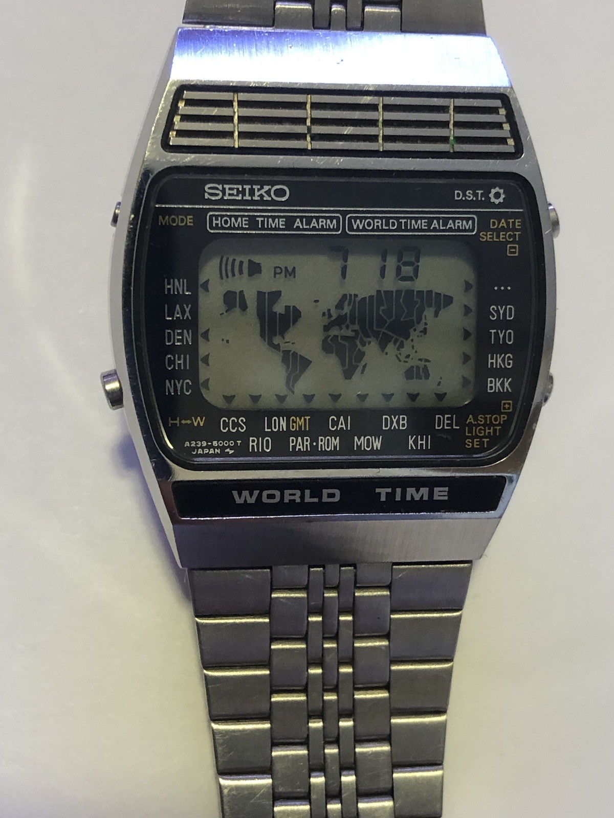 CLEAN Vintage Seiko A239-5000 World Time Alarm Digital Japan – Working