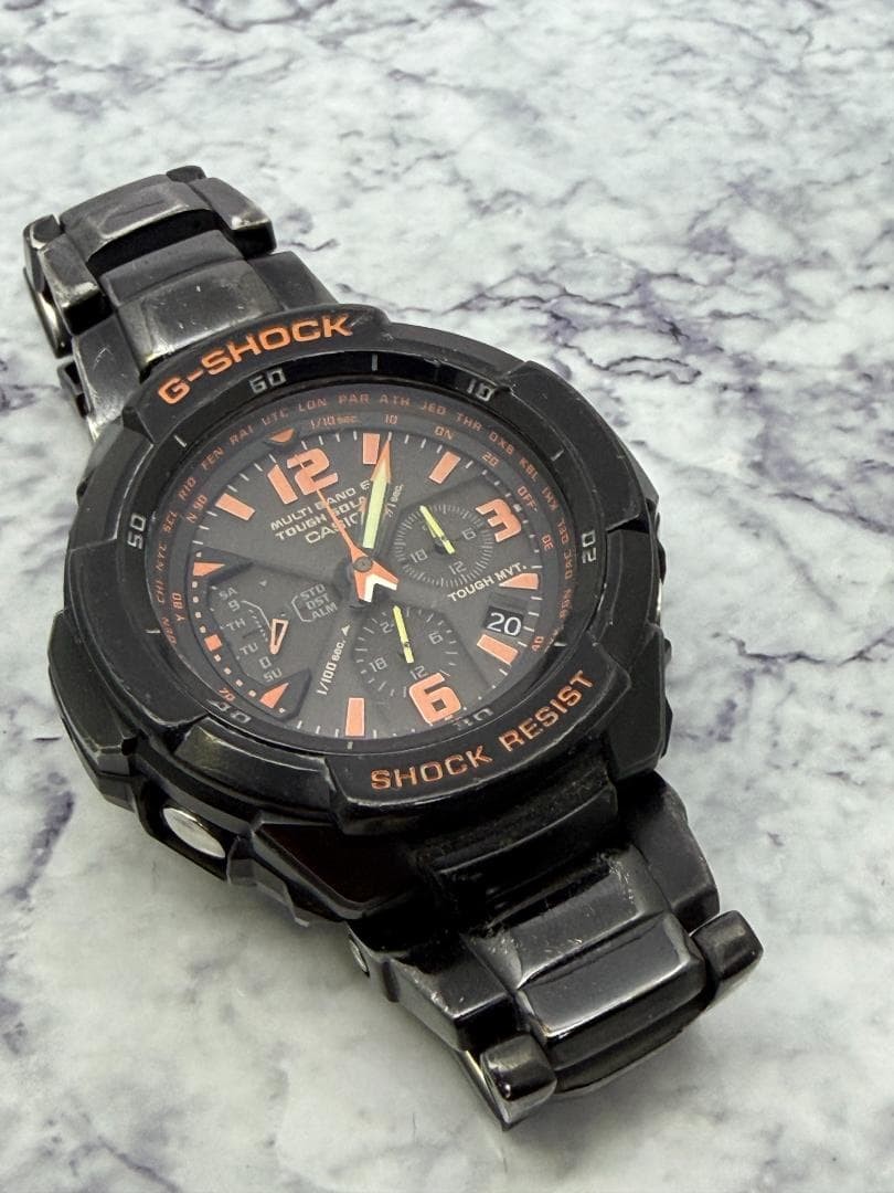 Casio GW3000B 1AJF G SHOCK GravityMaster Watch Black Orange Authentic Used