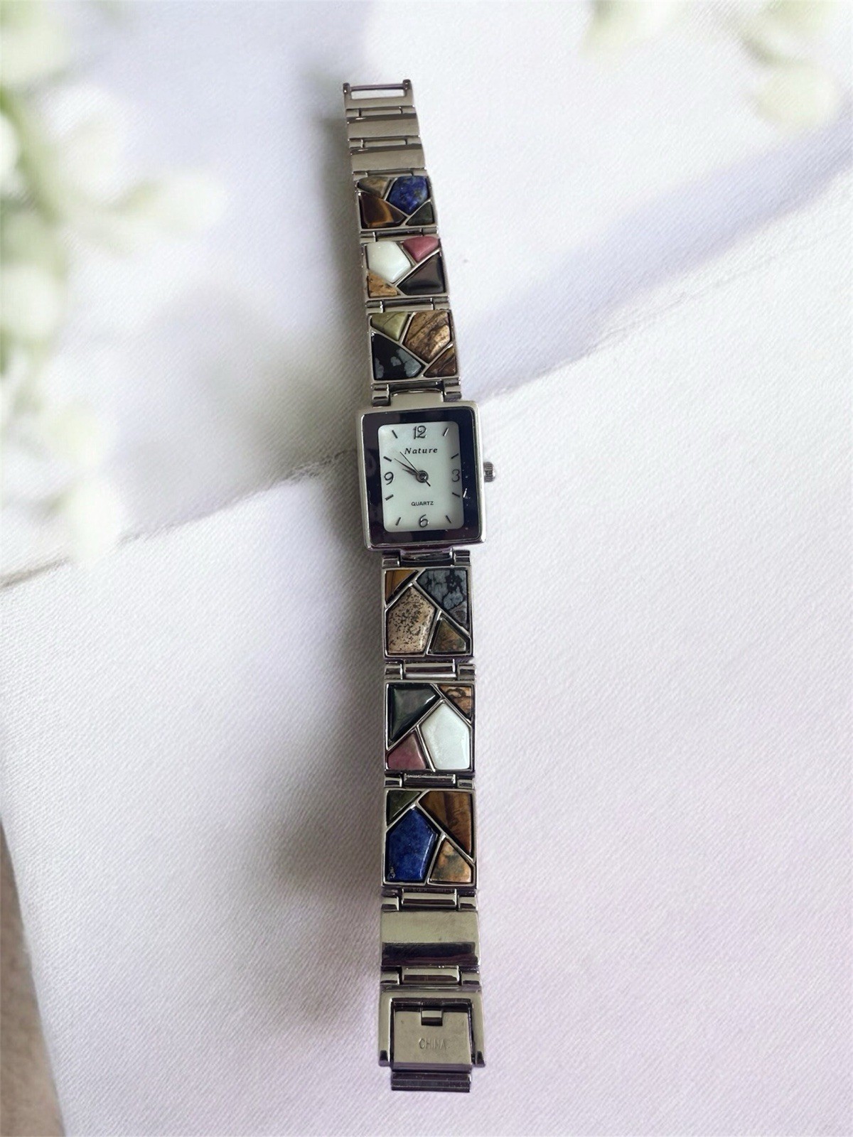 Vintage Nature Brand Quartz Watch for Women Colorful Stones New Battery Working!