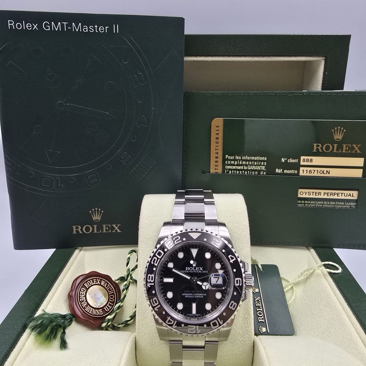 2012 PAPERS Rolex GMT Master II 116710LN Steel Ceramic “Green Arrow” 40mm BOX