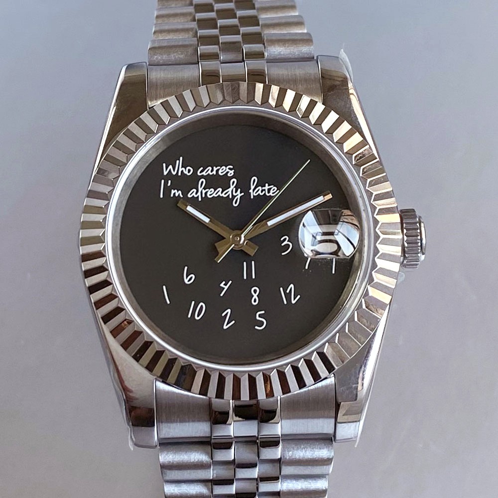 Black 20ATM Diver 36mm 39mm Japan NH35 Automatic Men Watch Blue White Text Dial