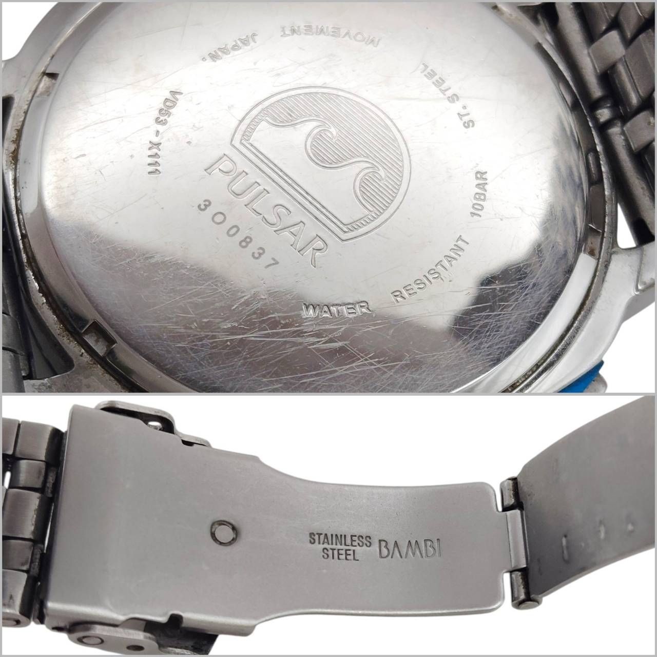 PULSAR Chronograph 100M Date Quartz Men’s Watch Box and Manual Aftermarket Belt
