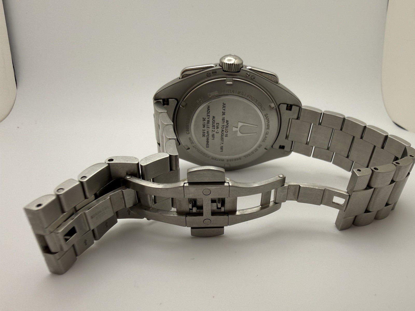 Bulova Lunar Pilot Apollo 15 50th Anniversary 96B258 Titanium Full Set Mint