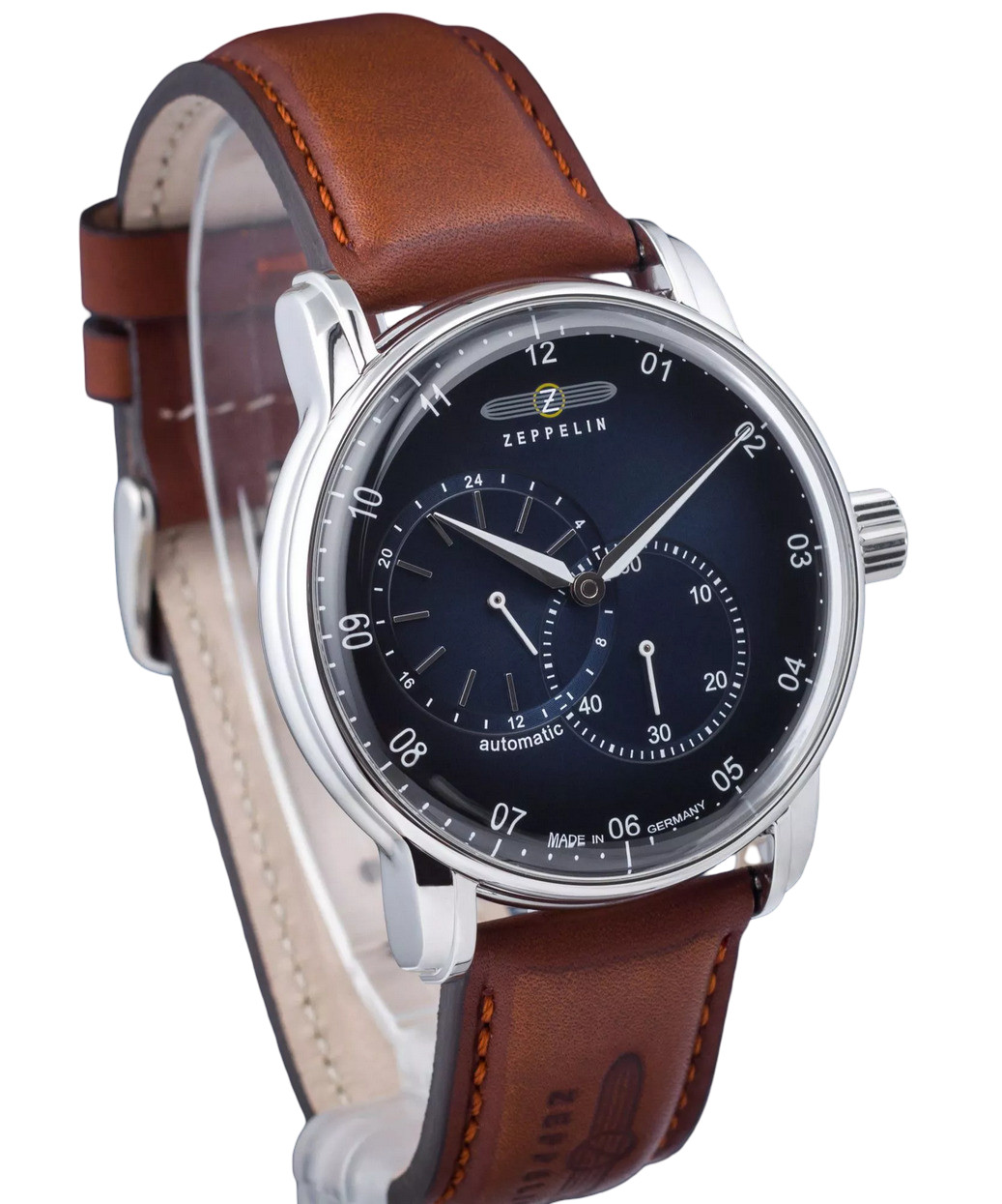 Zeppelin Automatic Blue Dial Chronograph 8662-3 Brown Leather Band Men’s Watch