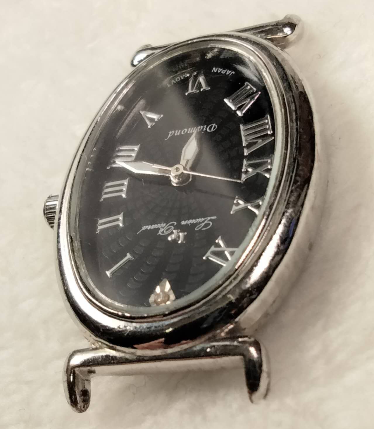 Lucien Piccard Diamond Black Oval Dial Ladies Quartz Watch 33x24mm 14mm Lug