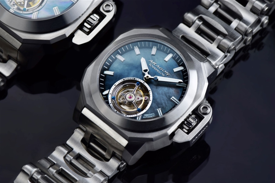 NEW! Aragon Millipede Max Tourbillon Lm’t Edition Watch Black MOP Dial 42mm