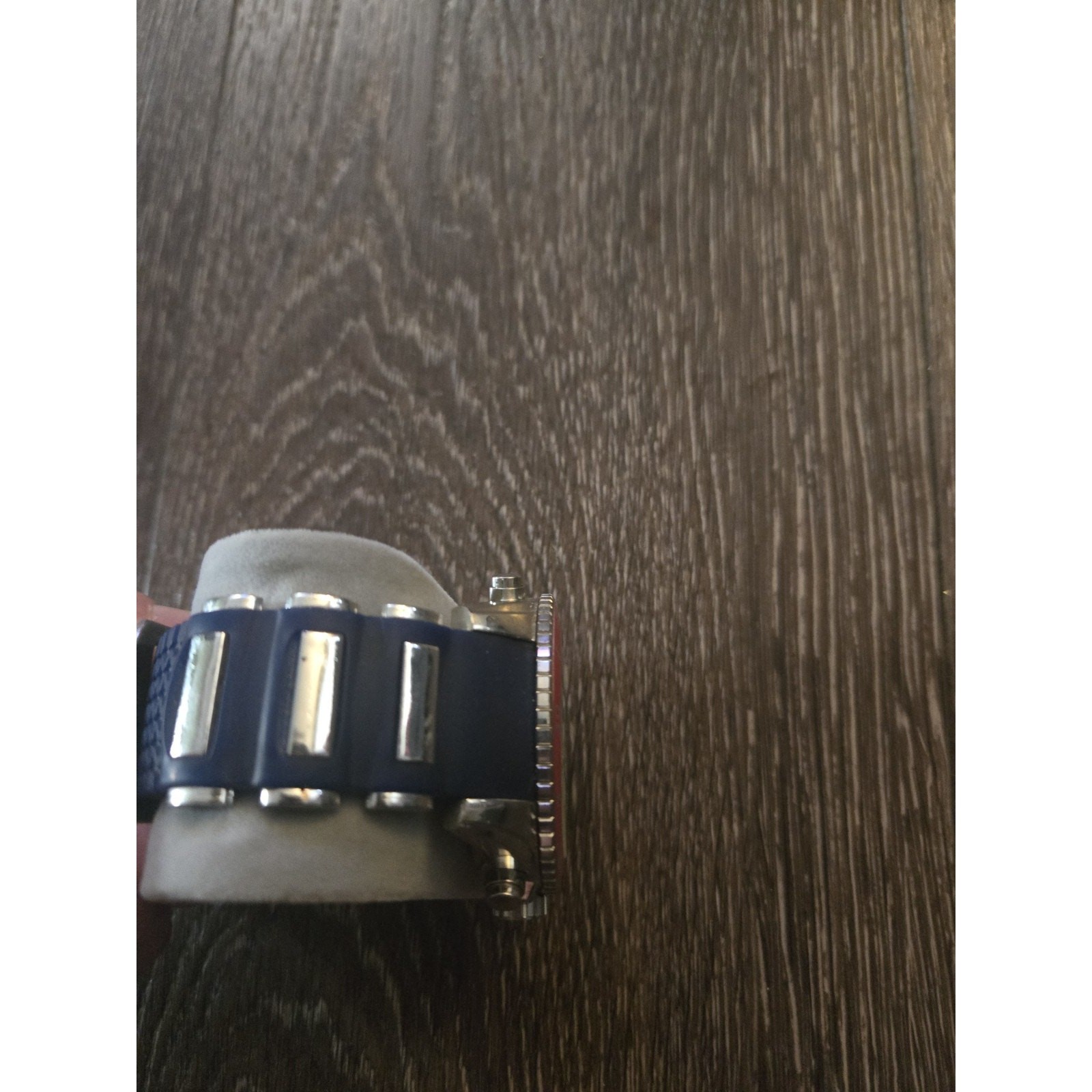 Navy Blue Men’s Quartz Watch Led Light Display Stainless Steel Wristwatch Sport