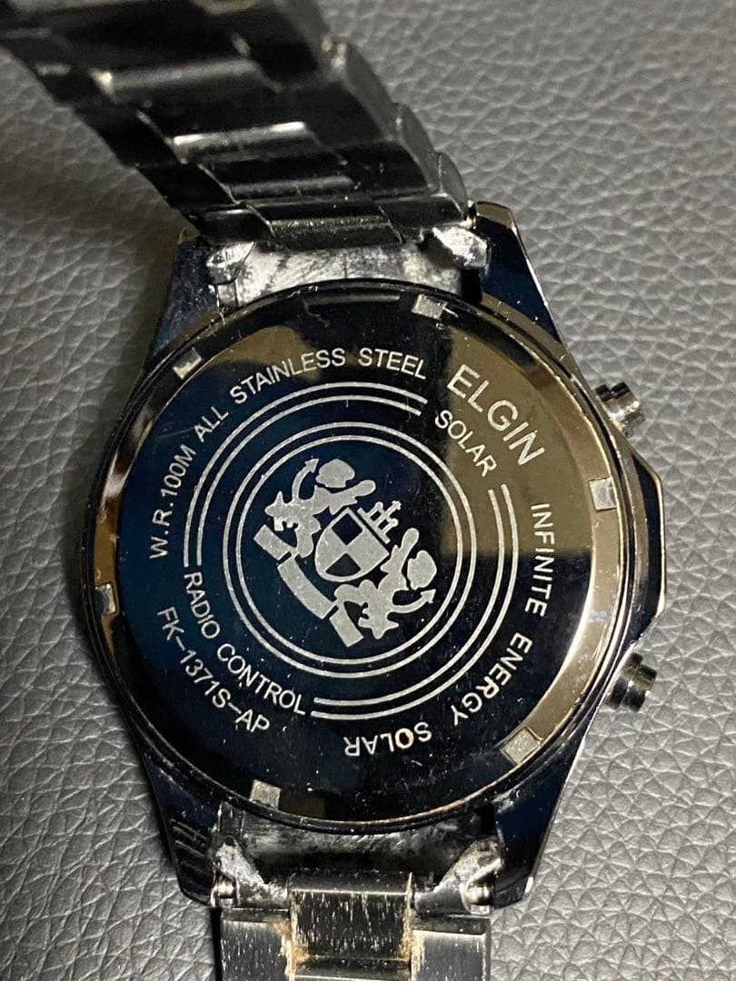 Elgin Solar Radio Wave Watch Waterproof Stainless Steel Band Timepiece