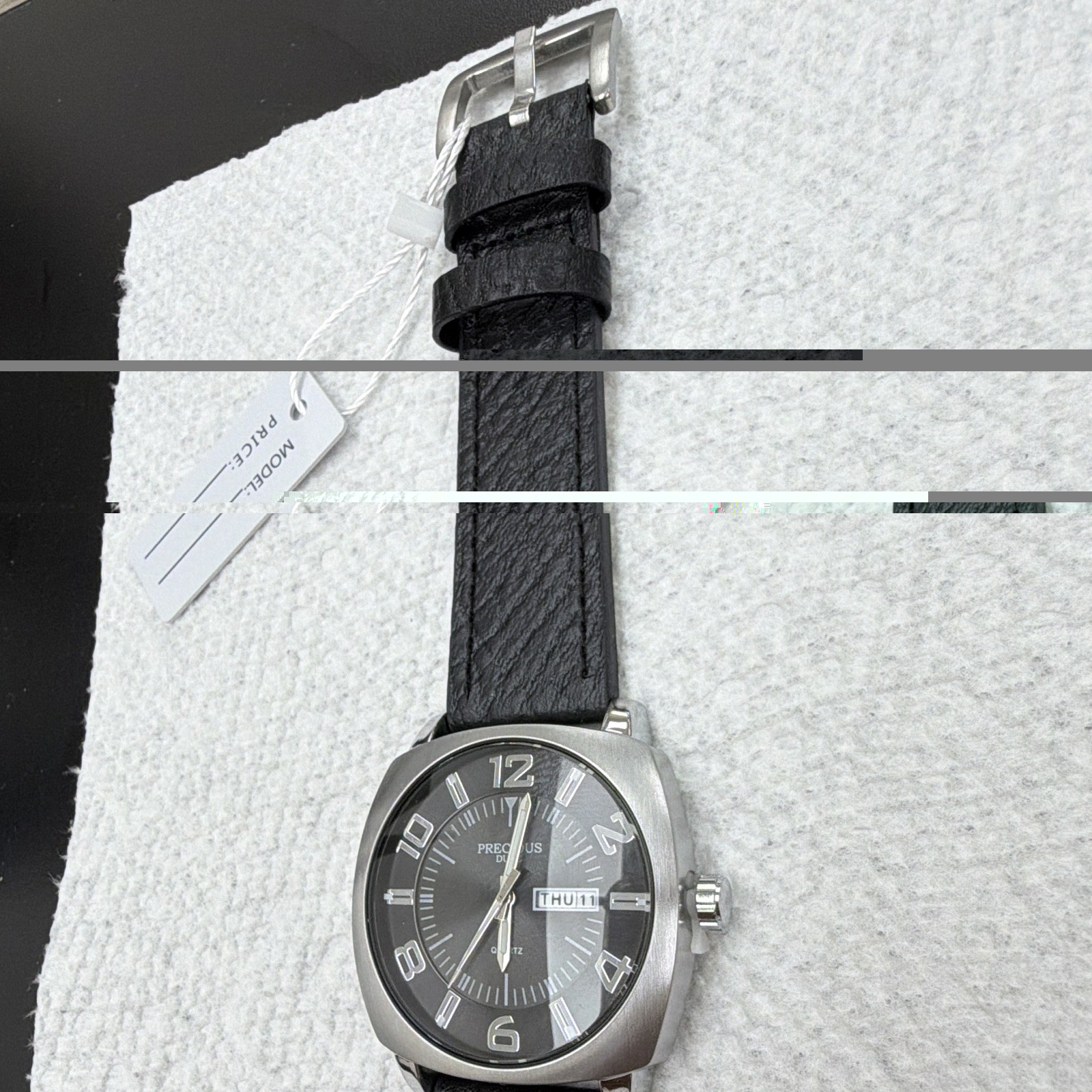 Precious Duke Men’s Quartz Day/Date Wristwatch Black Dial Silver Case 40-43.9mm