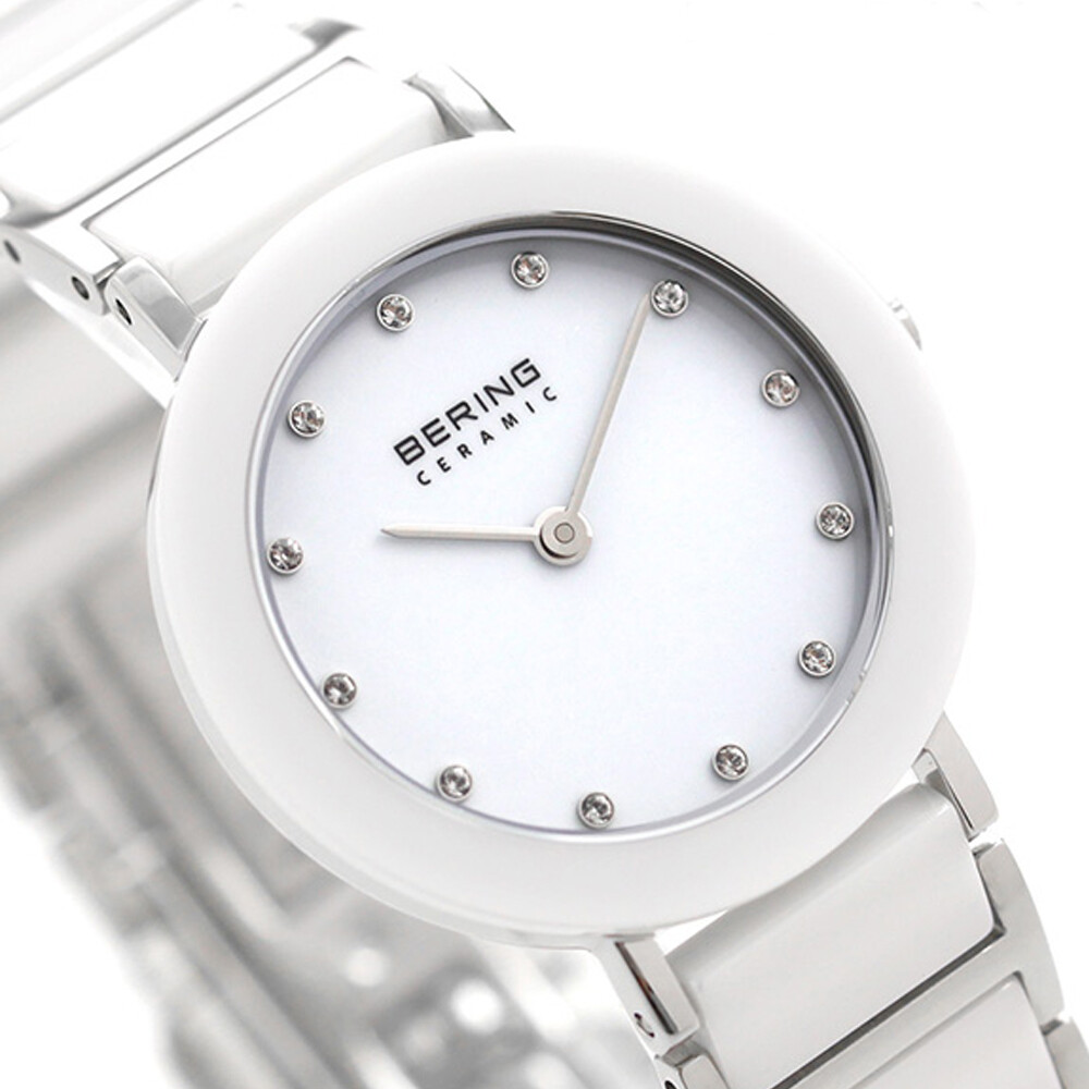 Bering Time White Stainless Steel & Ceramic Links Women’s Watch. 11429-754